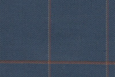 Blue with orange / red check