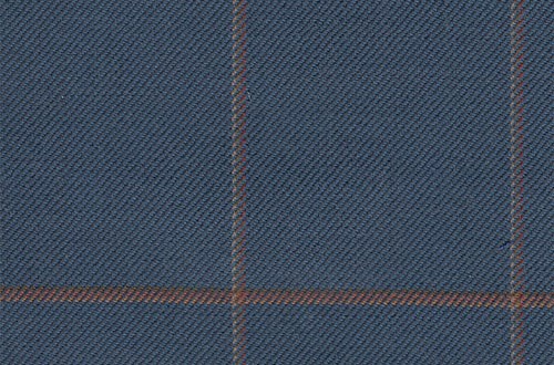 Blue with orange / red check