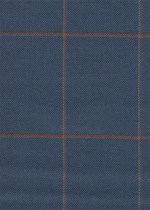 Blue with orange / red check