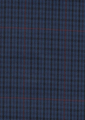 Blue/Black check with burgundy overcheck