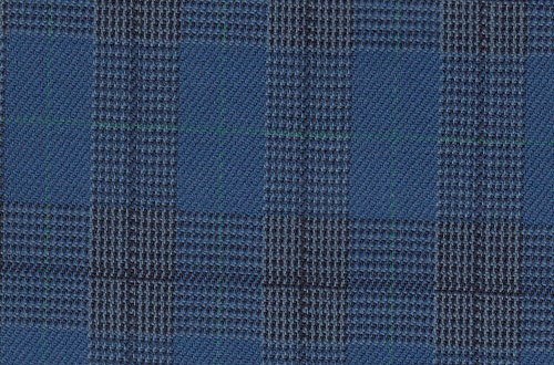 Bright blue with Green / Black check
