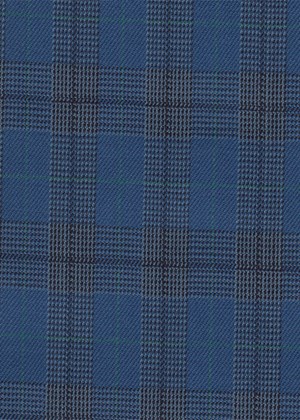 Bright blue with Green / Black check