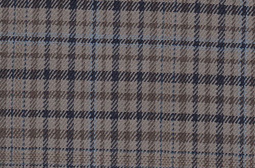 Beige with Navy and blue check