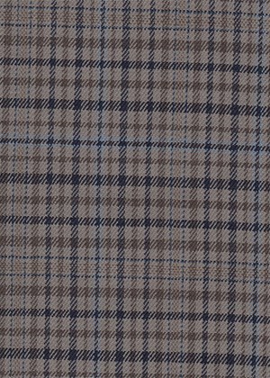 Beige with Navy and blue check