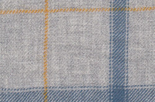 Light grey with blue and gold check