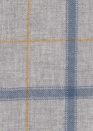 Light grey with blue and gold check