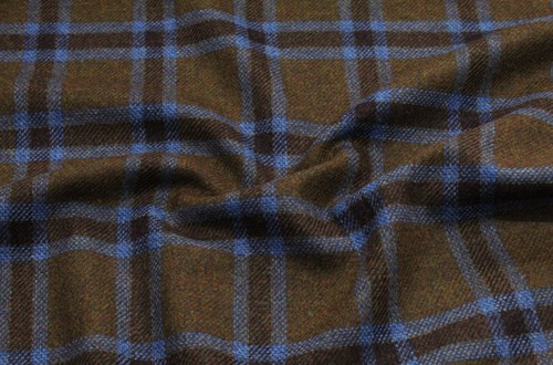Tan w/ blue & Brown check