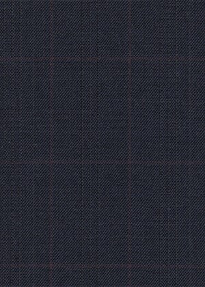 Navy/burgundy check & triple tramline stripe