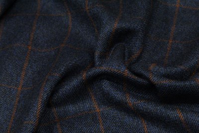 Blue with orange check