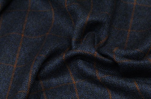 Blue with orange check