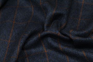 Blue with orange check
