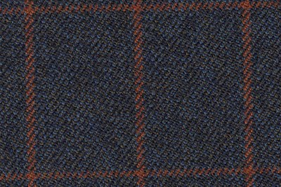 Blue with orange check