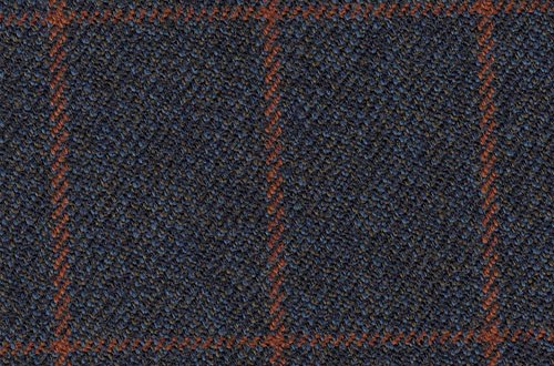 Blue with orange check