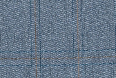 Light Blue Herringbone with Blue & Gold Check