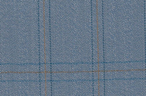 Light Blue Herringbone with Blue & Gold Check