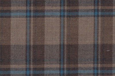 Tan with brown and blue check