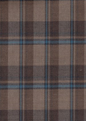 Tan with brown and blue check