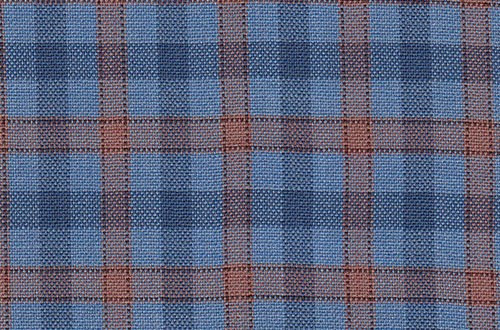 Light blue with orange and blue check