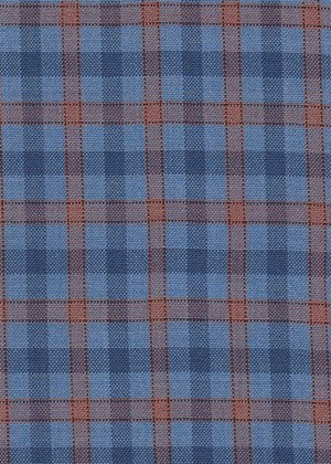 Light blue with orange and blue check