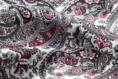 White / Black / Red Large Paisley Print