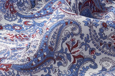 White / Blue / Red Large Paisley Print