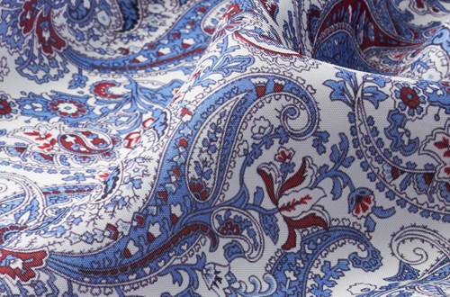 White / Blue / Red Large Paisley Print