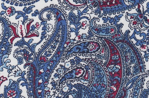 White / Blue / Red Large Paisley Print