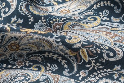 Gold / Black / White Paisley Print