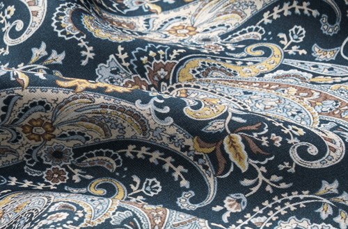 Gold / Black / White Paisley Print